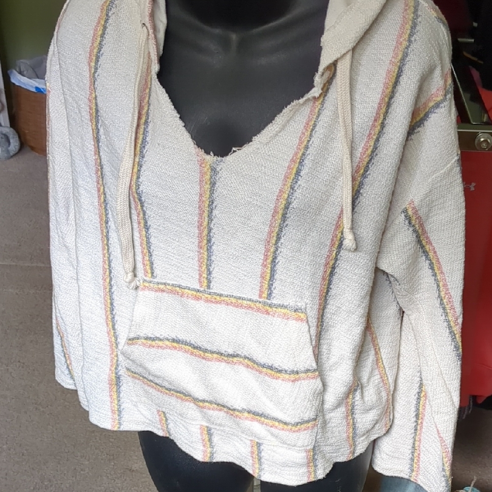 Ocean Drive Cream Striped Hoodie